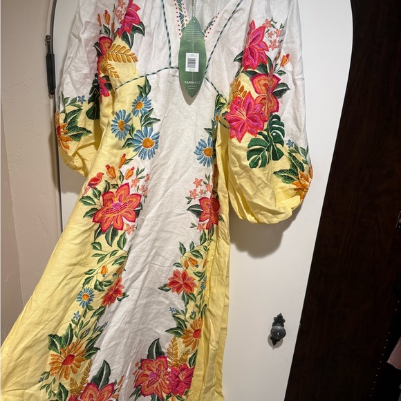 Farm Rio Bloom Garden embroidered linen maxi dress, Size L - Picture 3 of 14